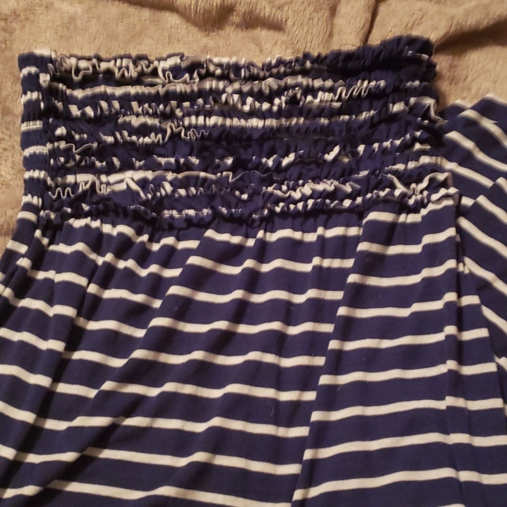 Blue white strip jersey maxi